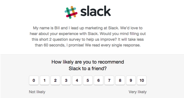 How to improve user onboarding in your SaaS product - Slack NPS example