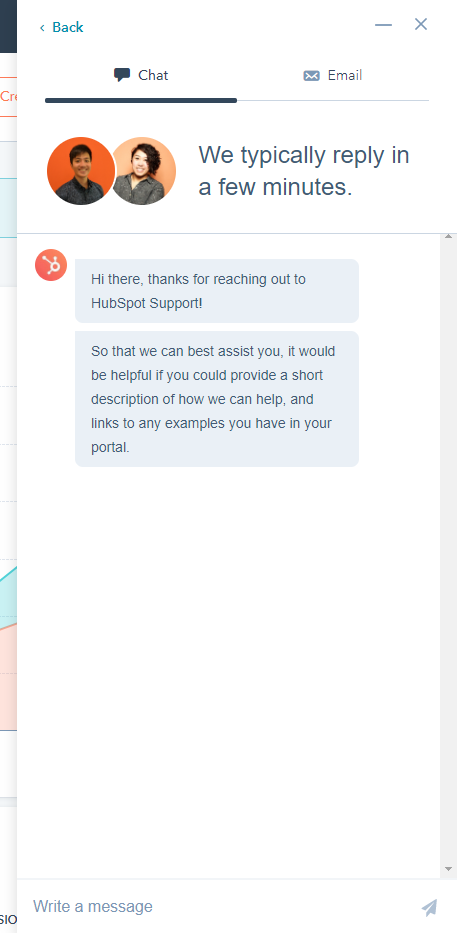 SaaS Customer Onboarding - Hubspot Example Chat