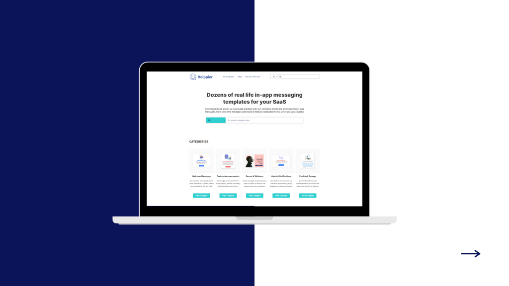 Launching online directory with over 40 in-app messaging templates for your SaaS - Helppier Blog