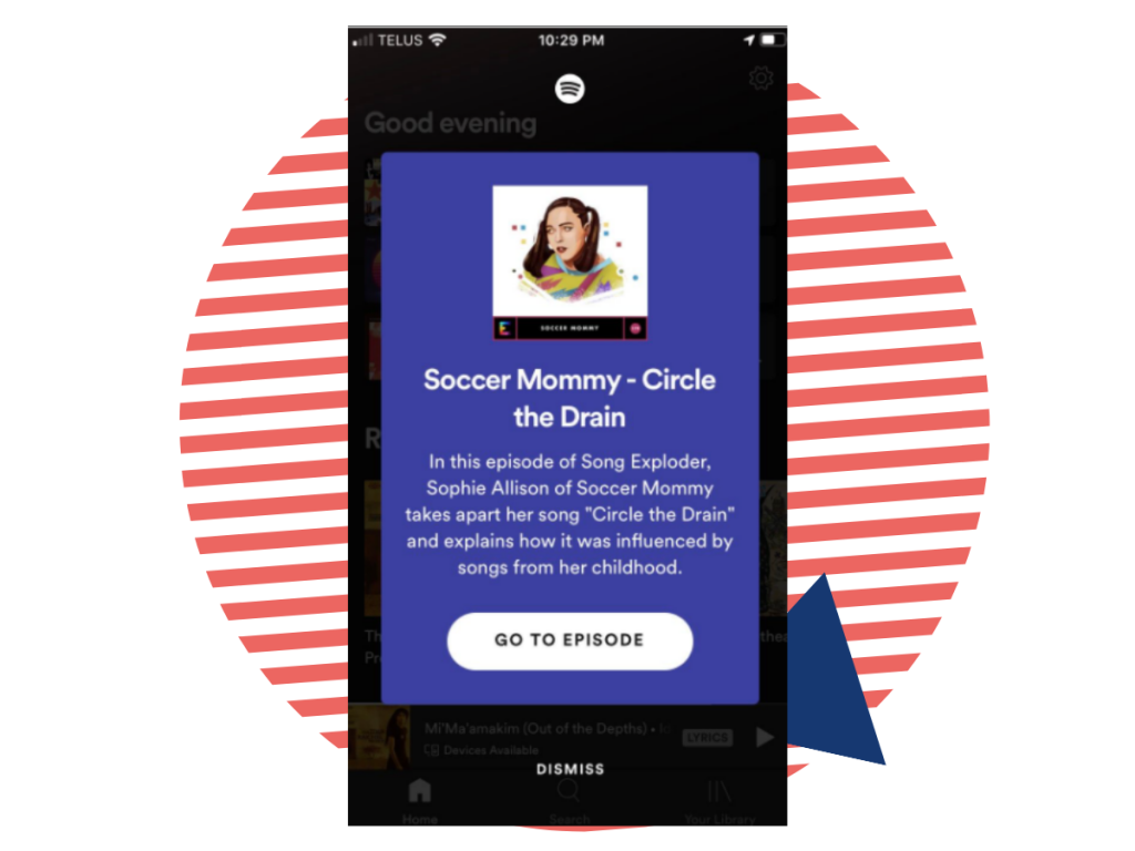 In-app Message - Spotify example_mobile engagement Helppier
